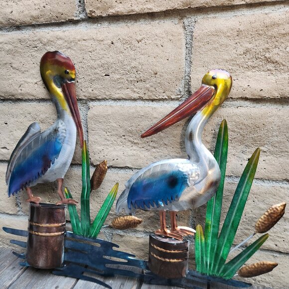 24" L, Pelican Pair Weather Resistant Metal Wall/Fence Decor - Picture 5 of 5